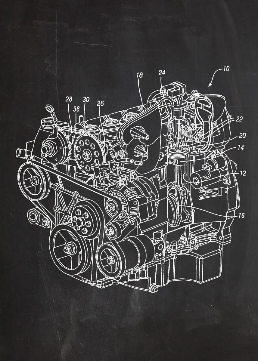 Engine Motor Blueprint Collection - Canvas & Curio