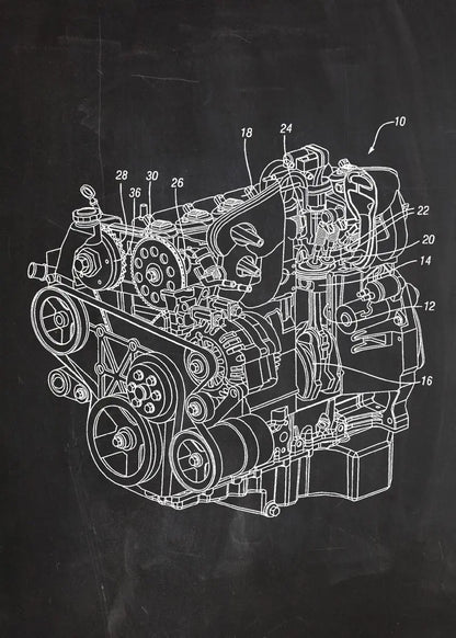 Engine Motor Blueprint Collection - Canvas & Curio