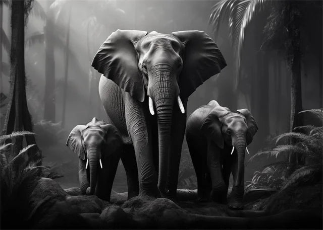 Monochrome Elephant Collection - Canvas & Curio