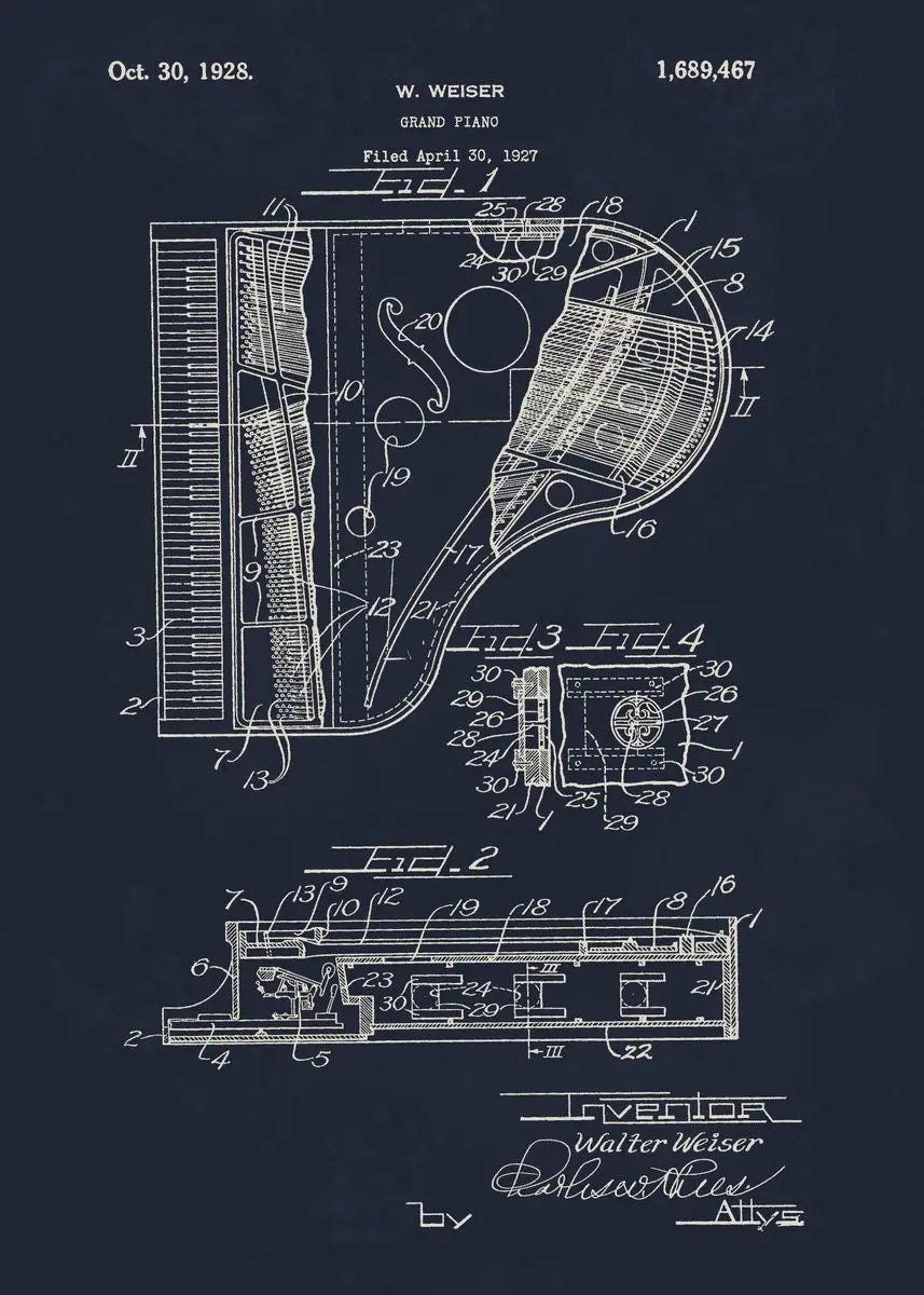 Musical Instruments Blueprint Collection - Canvas & Curio