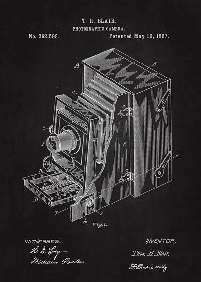 90s Retro Camera Blueprint Collection - Canvas & Curio