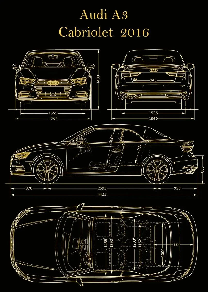 Vintage Car Blueprint Collection - Canvas & Curio