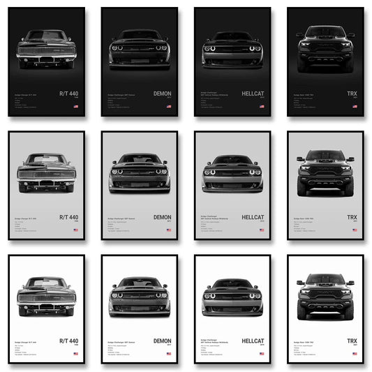 Black & White Sport Cars Collection - Canvas & Curio