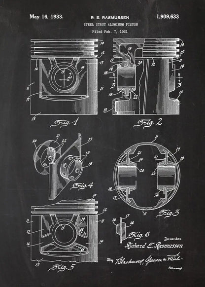 Engine Motor Blueprint Collection - Canvas & Curio