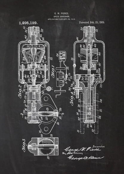 Engine Motor Blueprint Collection - Canvas & Curio