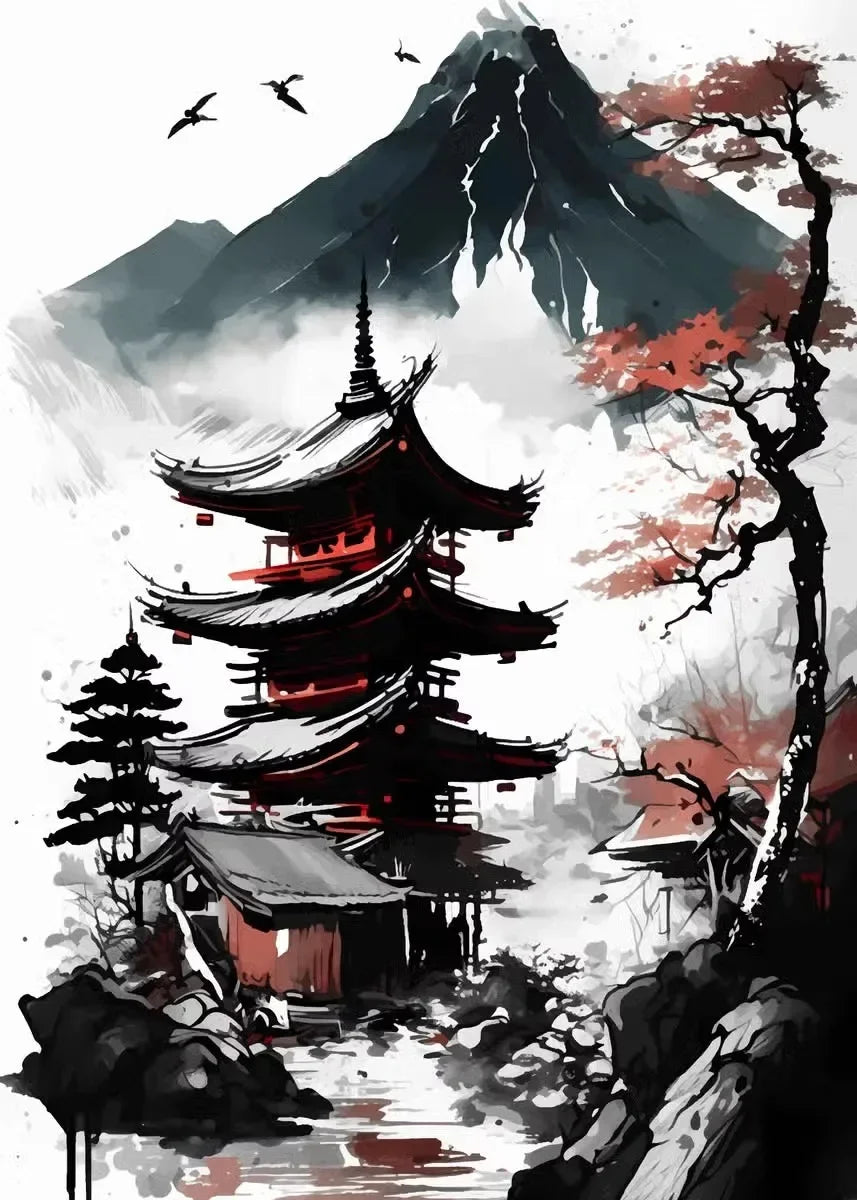 Black & Red Ink Art Collection - Canvas & Curio