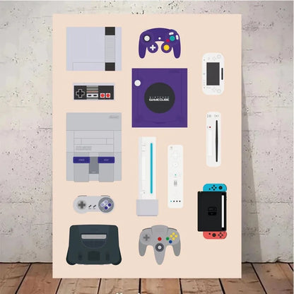 Retro Gaming Controllers Collection - Canvas & Curio