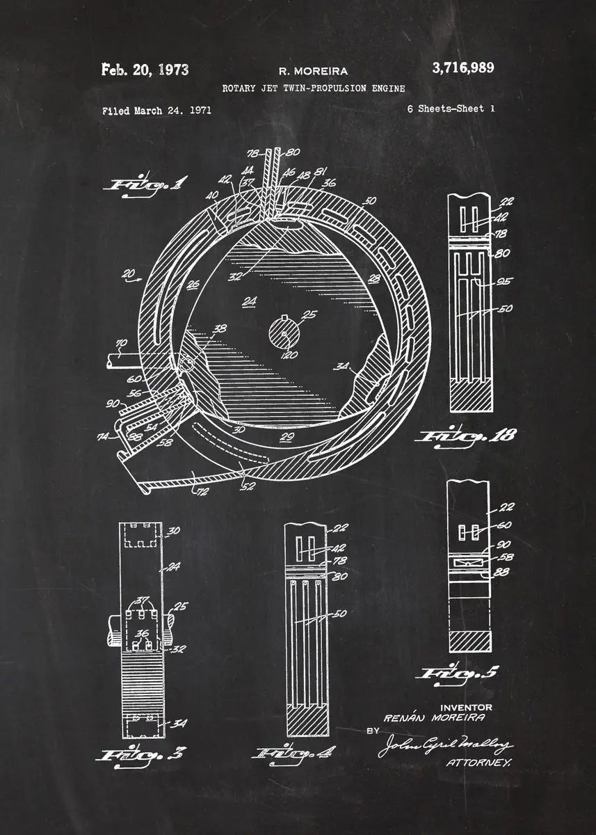 Engine Motor Blueprint Collection - Canvas & Curio
