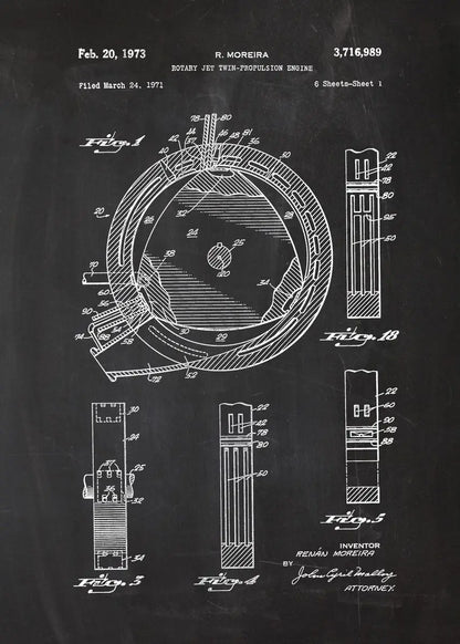 Engine Motor Blueprint Collection - Canvas & Curio