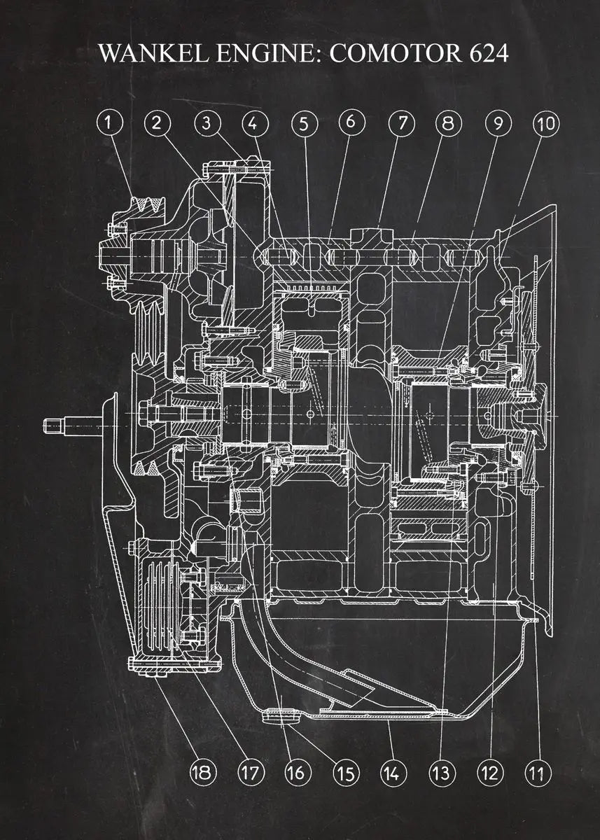 Engine Motor Blueprint Collection - Canvas & Curio