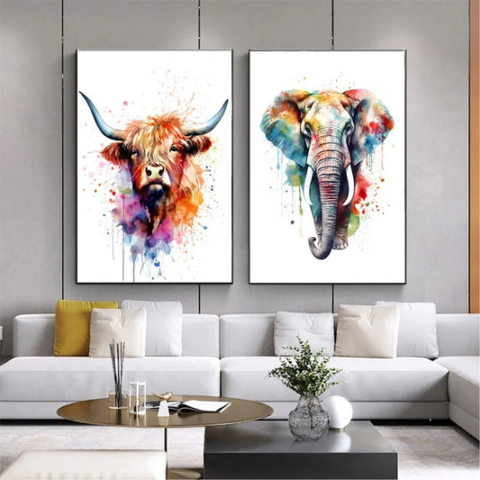 Colorful Watercolor Animals Collection - Canvas & Curio