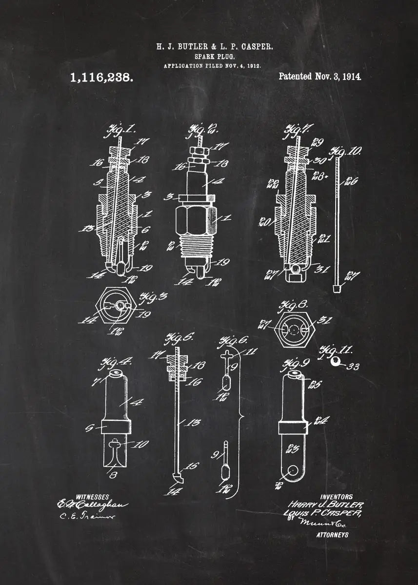 Engine Motor Blueprint Collection - Canvas & Curio