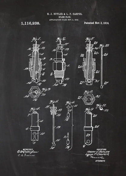 Engine Motor Blueprint Collection - Canvas & Curio