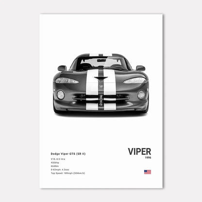 Black & White Sport Cars Collection - Canvas & Curio