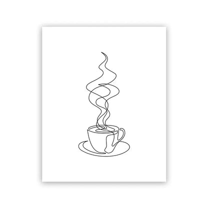 Minimalist Coffee Cup Line Art Collection - Canvas & Curio