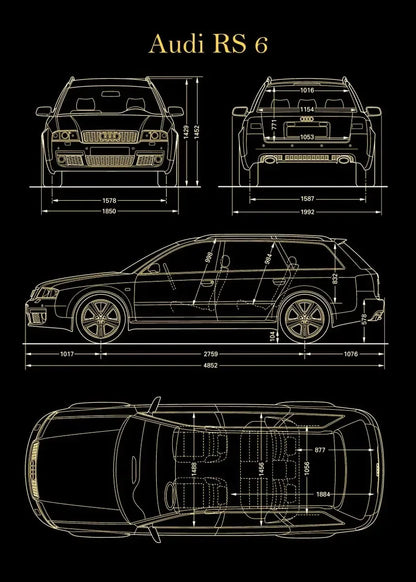 Vintage Car Blueprint Collection - Canvas & Curio
