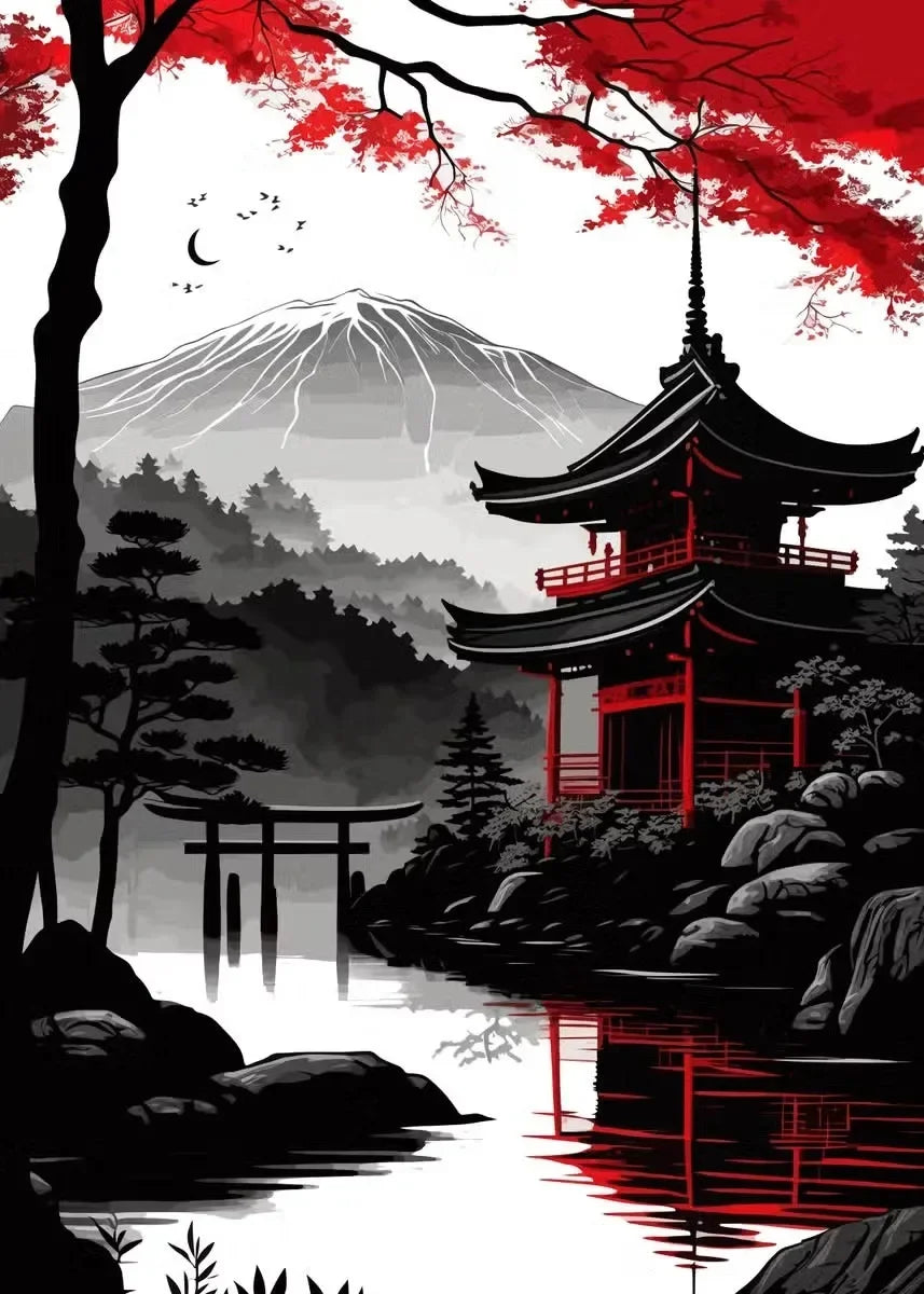 Black & Red Ink Art Collection - Canvas & Curio