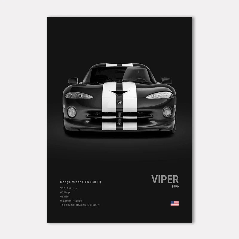 Black & White Sport Cars Collection II - Canvas & Curio