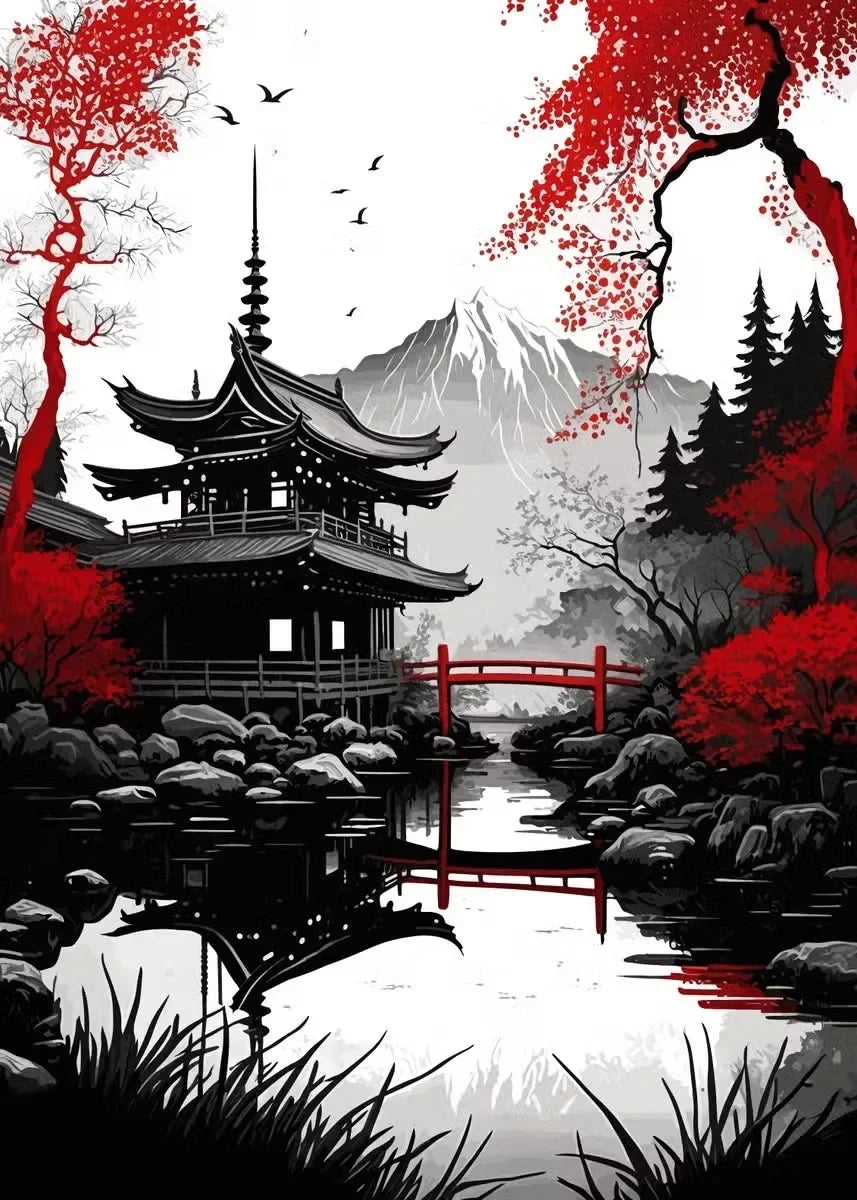 Black & Red Ink Art Collection - Canvas & Curio