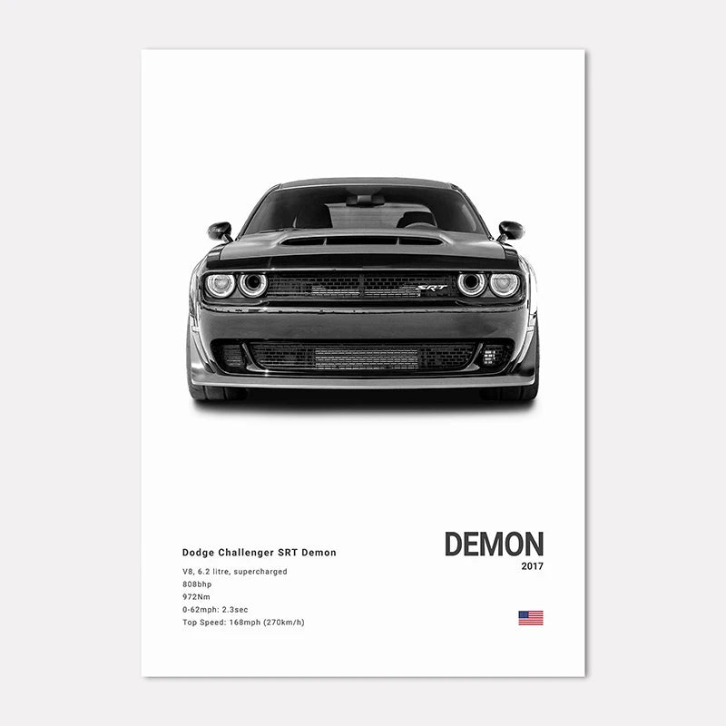 Black & White Sport Cars Collection - Canvas & Curio