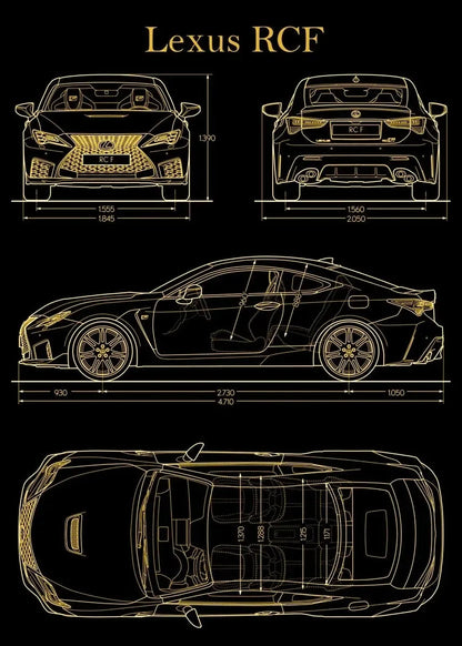 Vintage Car Blueprint Collection - Canvas & Curio