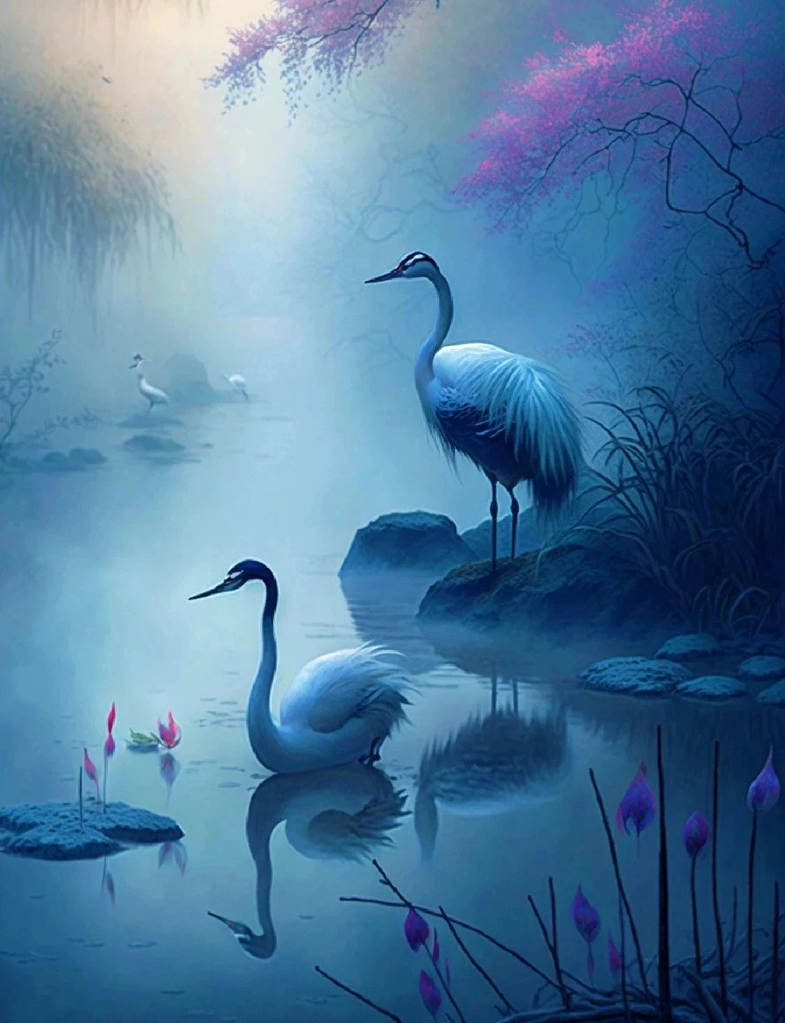 Golden Crane & Moon Collection - Canvas & Curio
