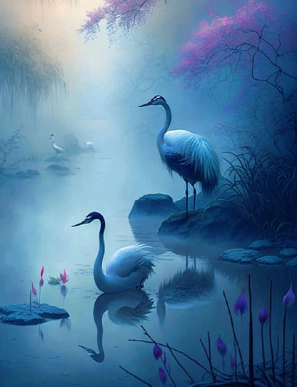 Golden Crane & Moon Collection - Canvas & Curio