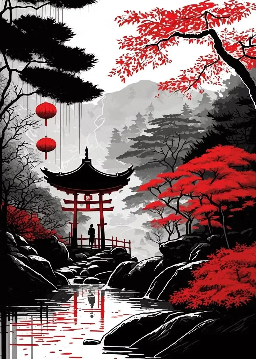 Black & Red Ink Art Collection - Canvas & Curio