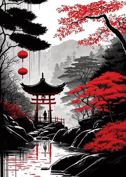 Black & Red Ink Art Collection - Canvas & Curio