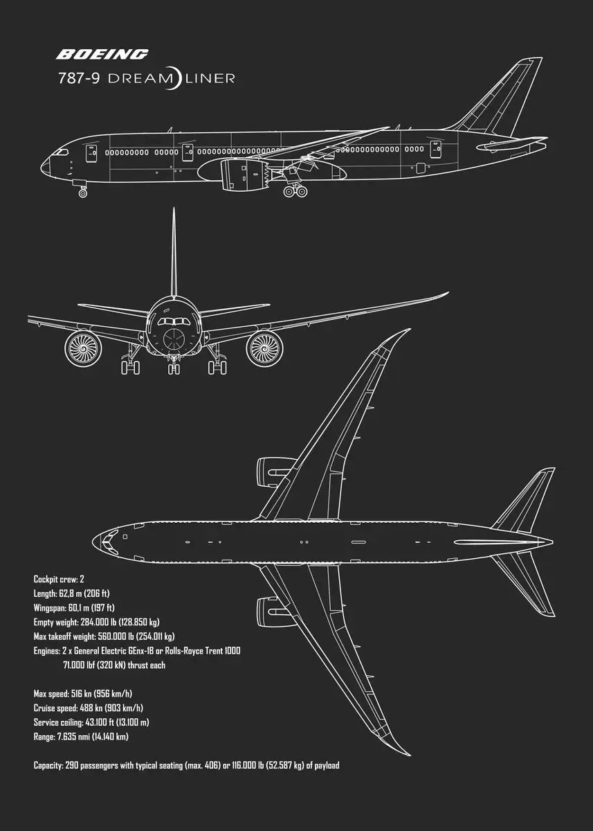 Modern Aircraft Blueprint Collection - Canvas & Curio