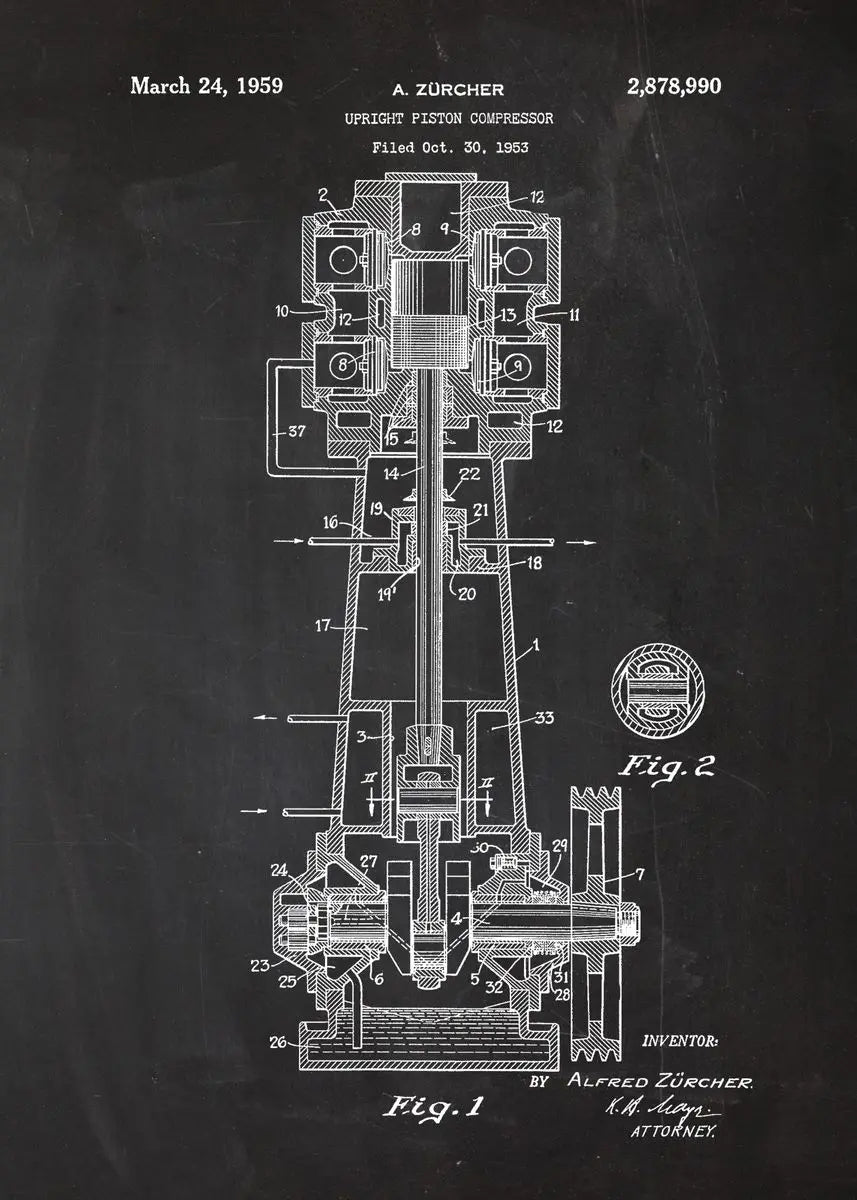 Engine Motor Blueprint Collection II - Canvas & Curio