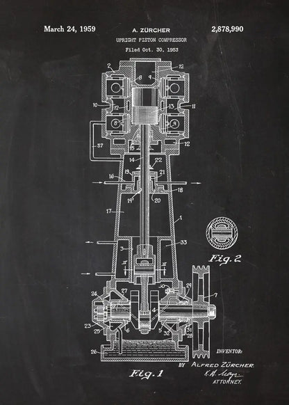 Engine Motor Blueprint Collection II - Canvas & Curio
