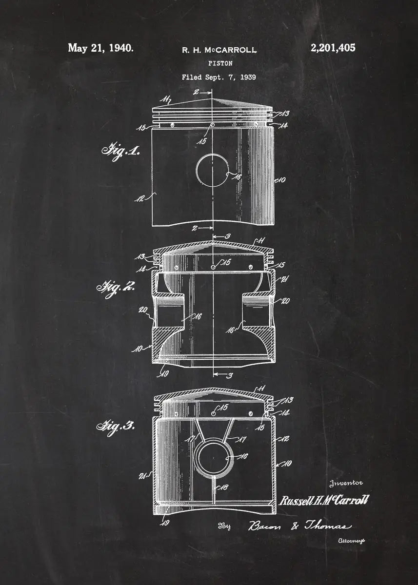 Engine Motor Blueprint Collection - Canvas & Curio