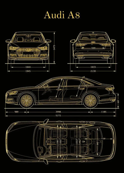 Vintage Car Blueprint Collection - Canvas & Curio