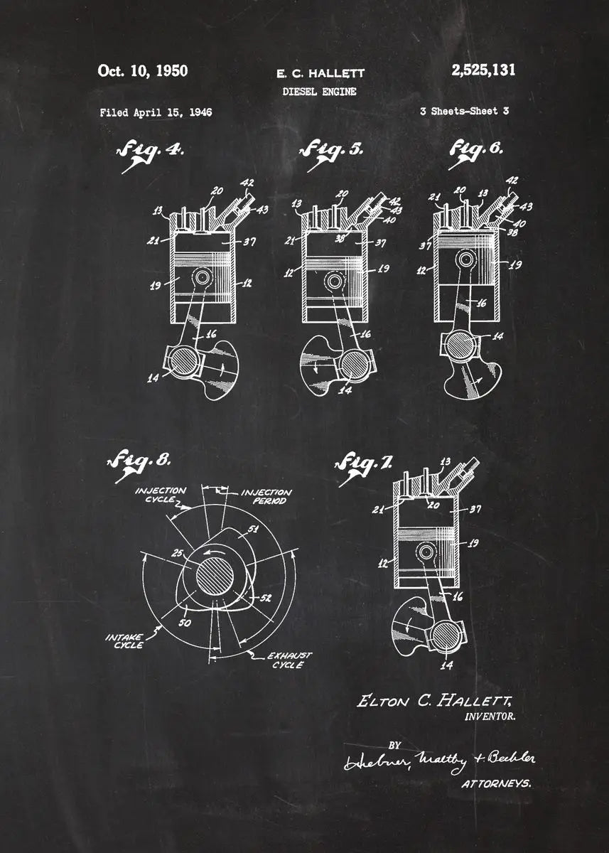 Engine Motor Blueprint Collection II - Canvas & Curio