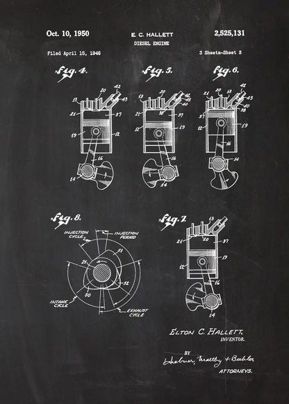 Engine Motor Blueprint Collection II - Canvas & Curio