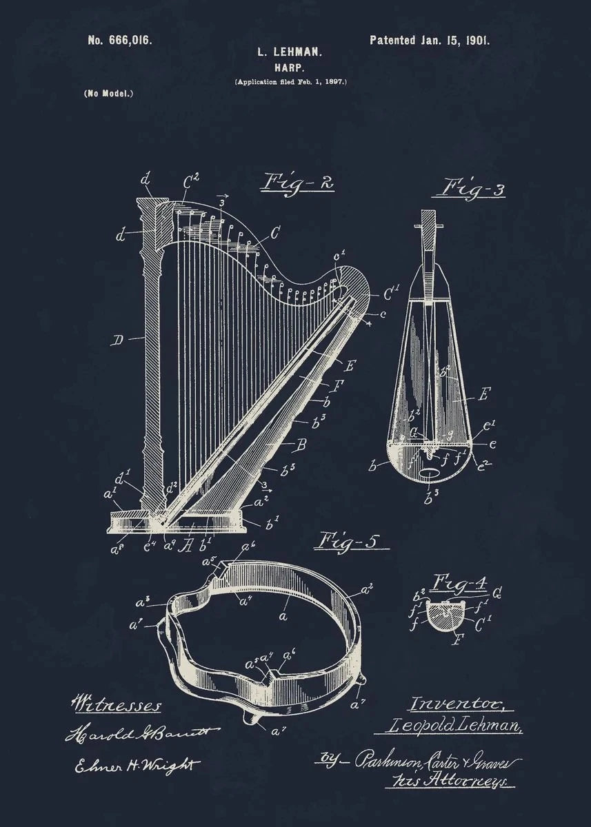 Musical Instruments Blueprint Collection - Canvas & Curio