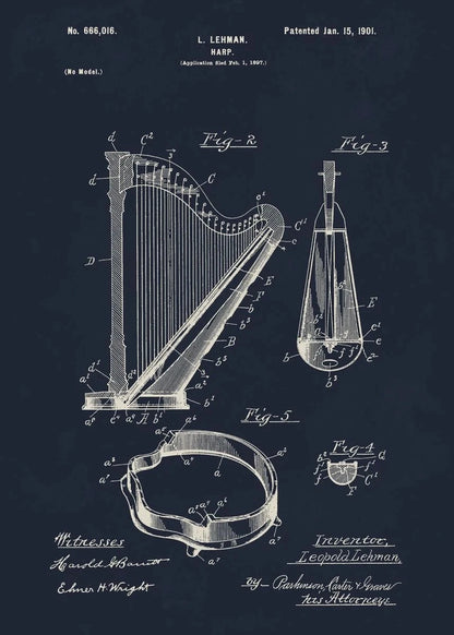 Musical Instruments Blueprint Collection - Canvas & Curio