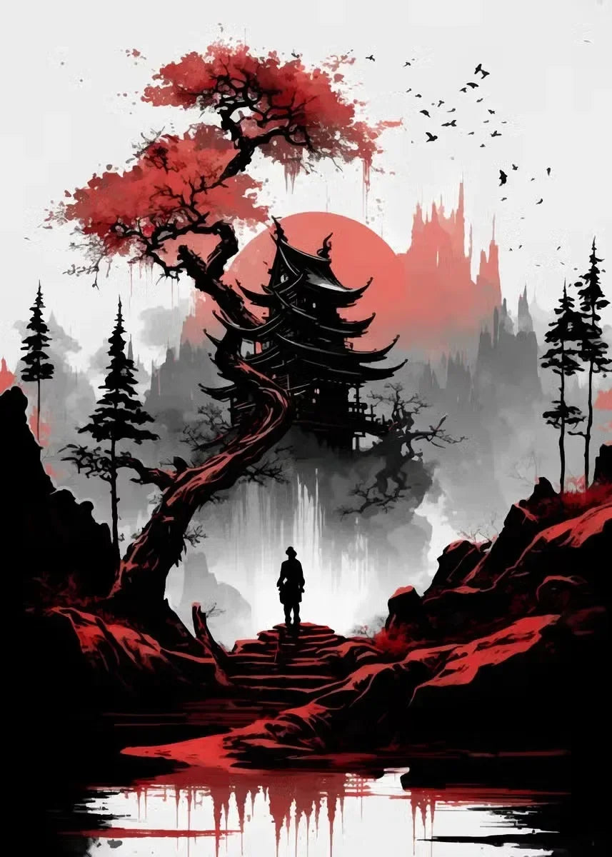 Black & Red Ink Art Collection - Canvas & Curio