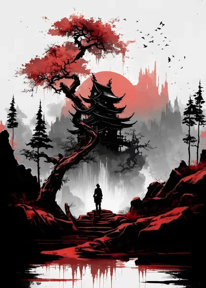 Black & Red Ink Art Collection - Canvas & Curio