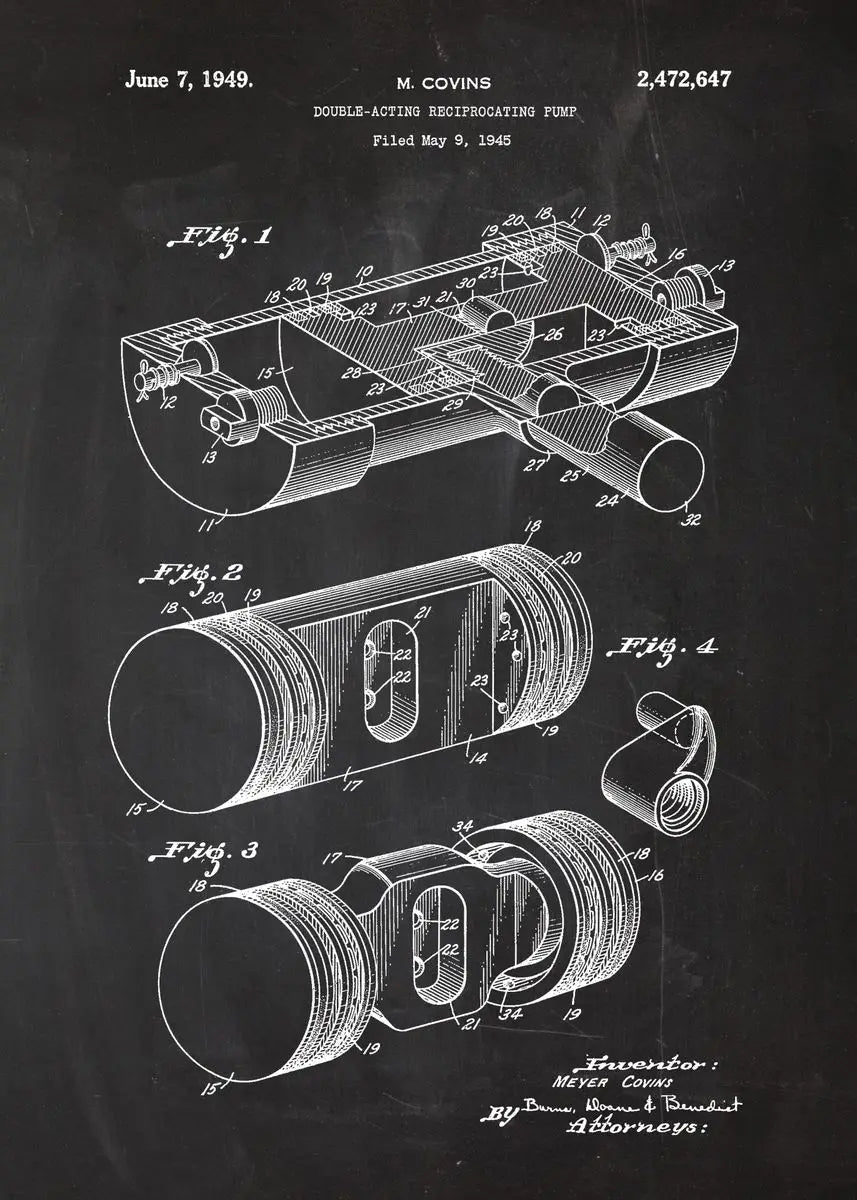 Engine Motor Blueprint Collection - Canvas & Curio