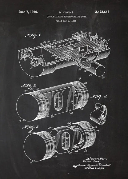 Engine Motor Blueprint Collection - Canvas & Curio