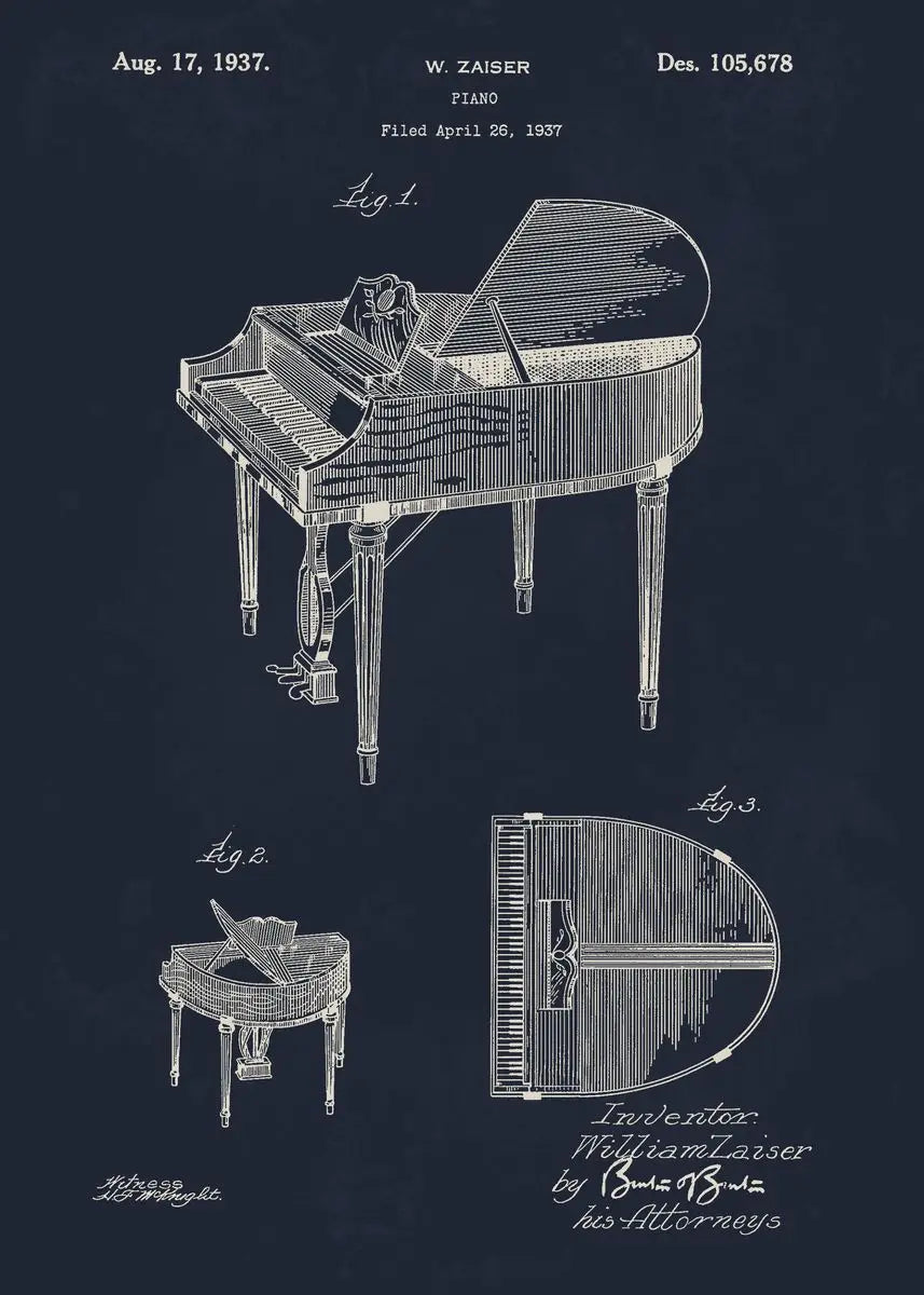 Musical Instruments Blueprint Collection - Canvas & Curio