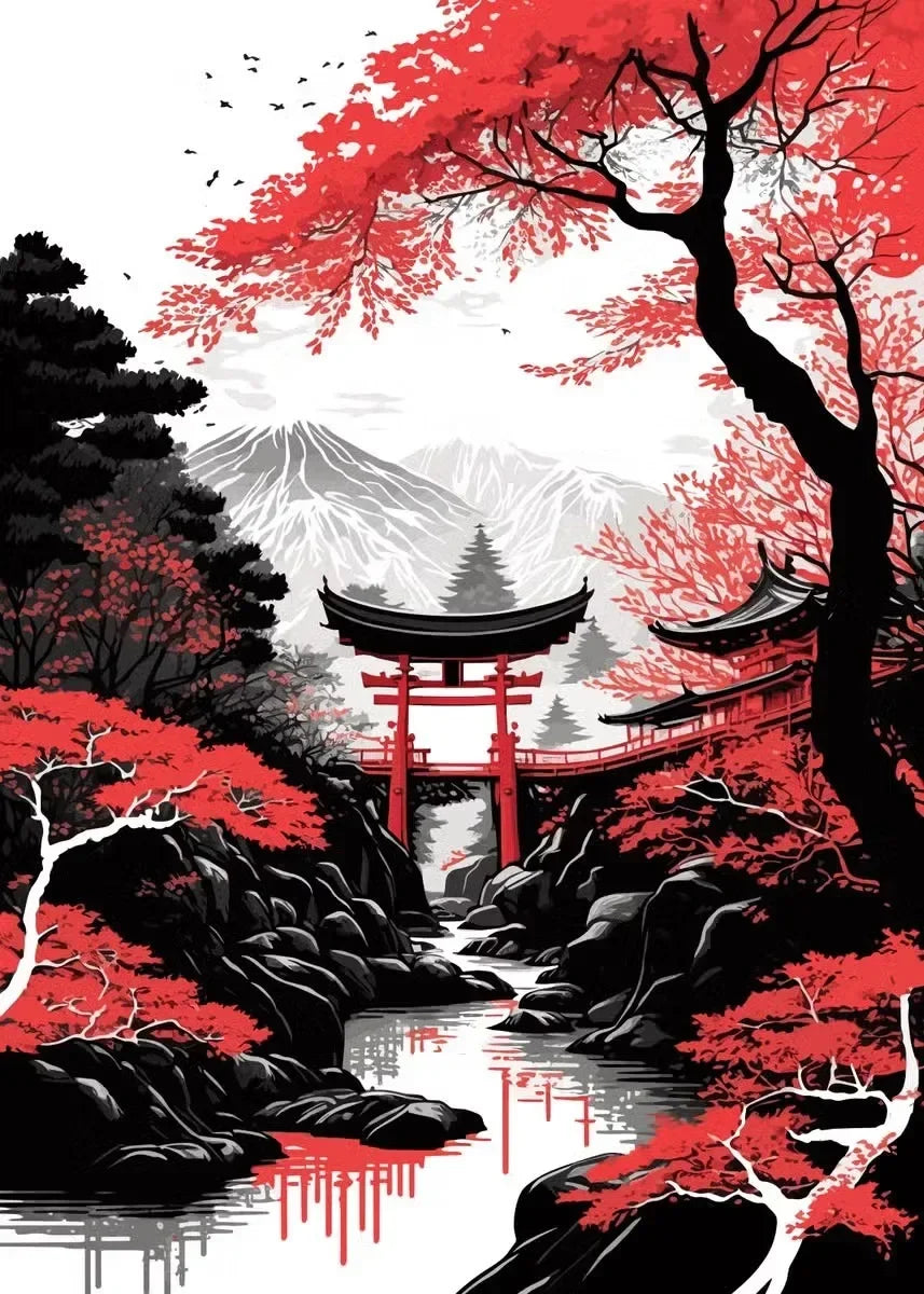 Black & Red Ink Art Collection - Canvas & Curio