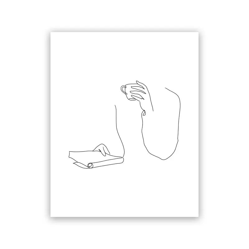 Minimalist Coffee Cup Line Art Collection - Canvas & Curio