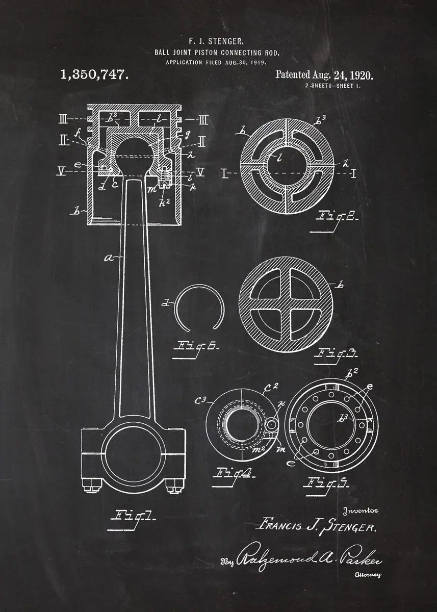 Engine Motor Blueprint Collection II - Canvas & Curio