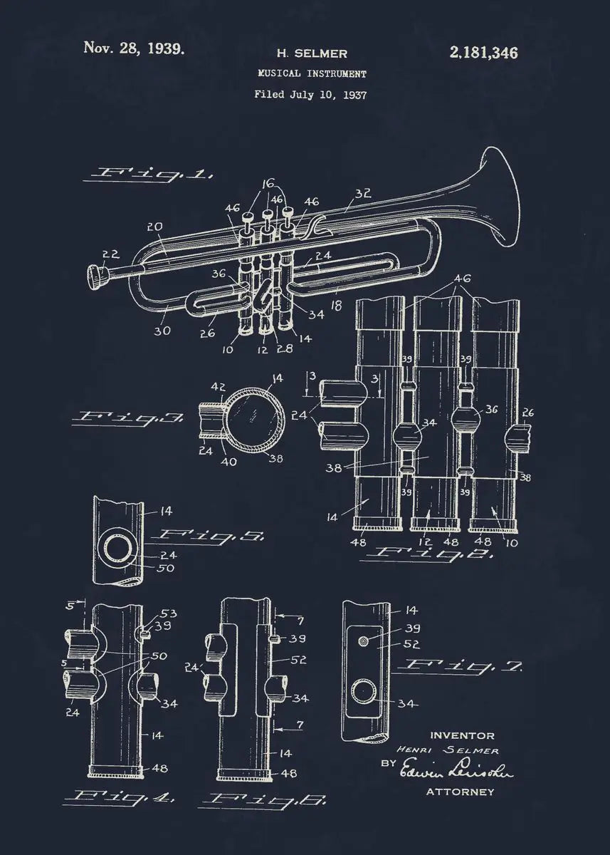 Musical Instruments Blueprint Collection - Canvas & Curio