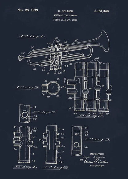 Musical Instruments Blueprint Collection - Canvas & Curio