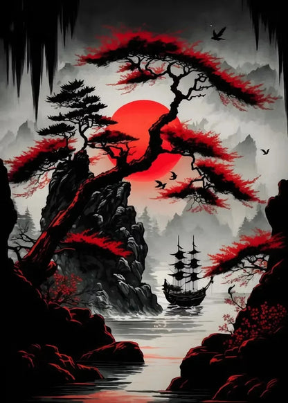 Black & Red Ink Art Collection - Canvas & Curio
