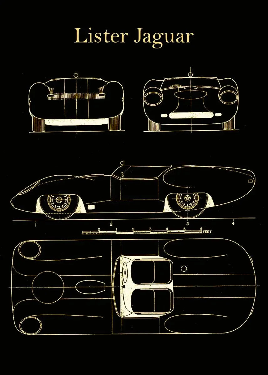 Vintage Car Blueprint Collection - Canvas & Curio